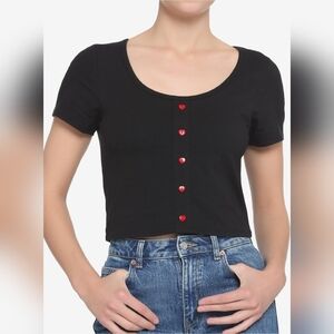 Black Heart Buttons Hot Topic Crop Shirt